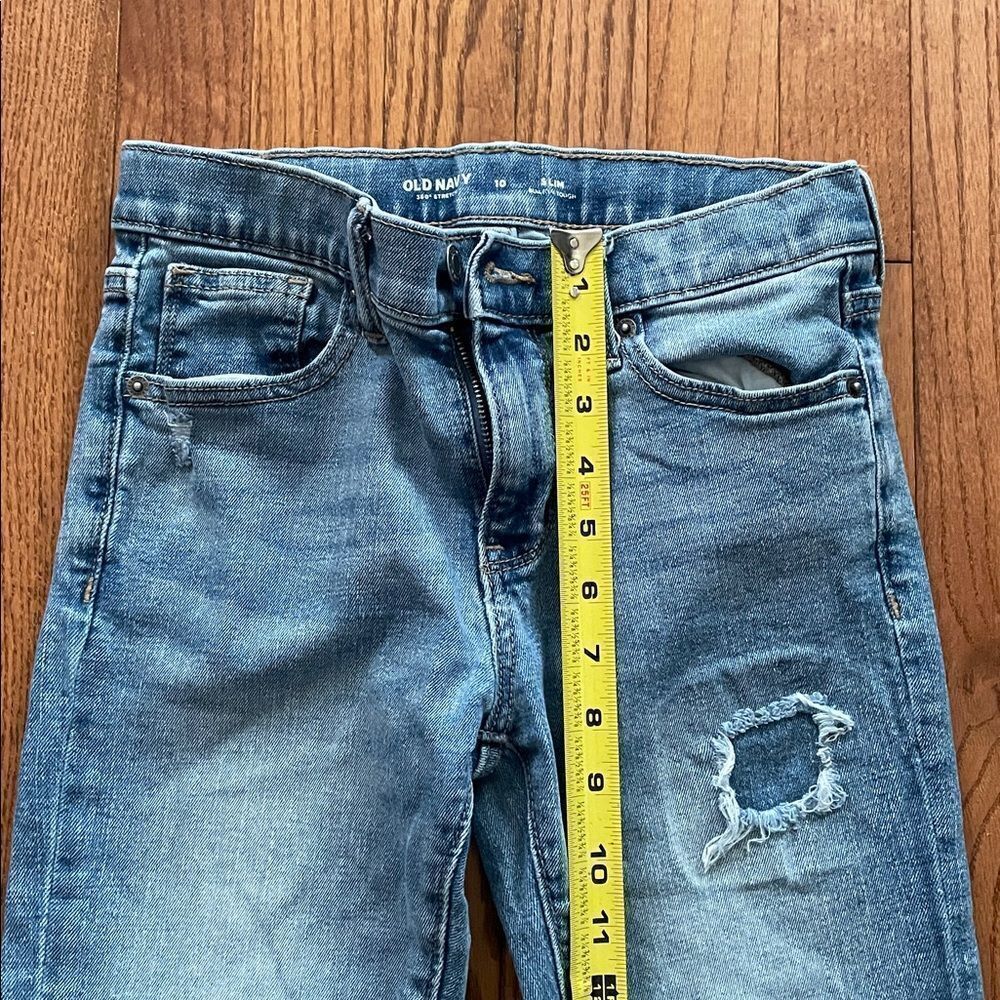 Old Navy 360 Stretch Distressed Jeans Light Wash Boy’s Sz 10 Slim - Picture 4 of 11